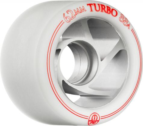 Rollerbones Turbo Wheel Clear Aluminum Hub deby Wheels Pack of 4